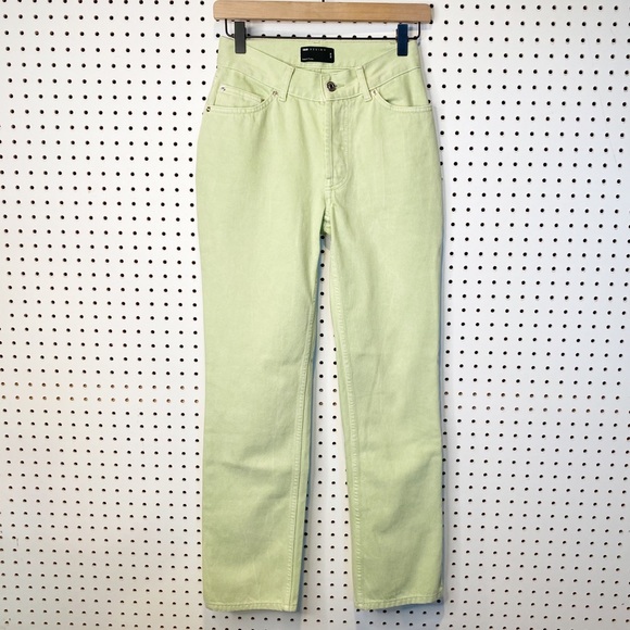 ASOS design | Mid Rise '90's' Straight Leg Jeans in Lime Sz. 25 - Picture 2 of 10